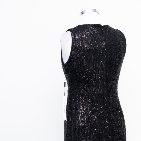 Calvin Klein - Petite Sequin Keyhole Sleeveless Sheath Dress - Picture 13 of 14